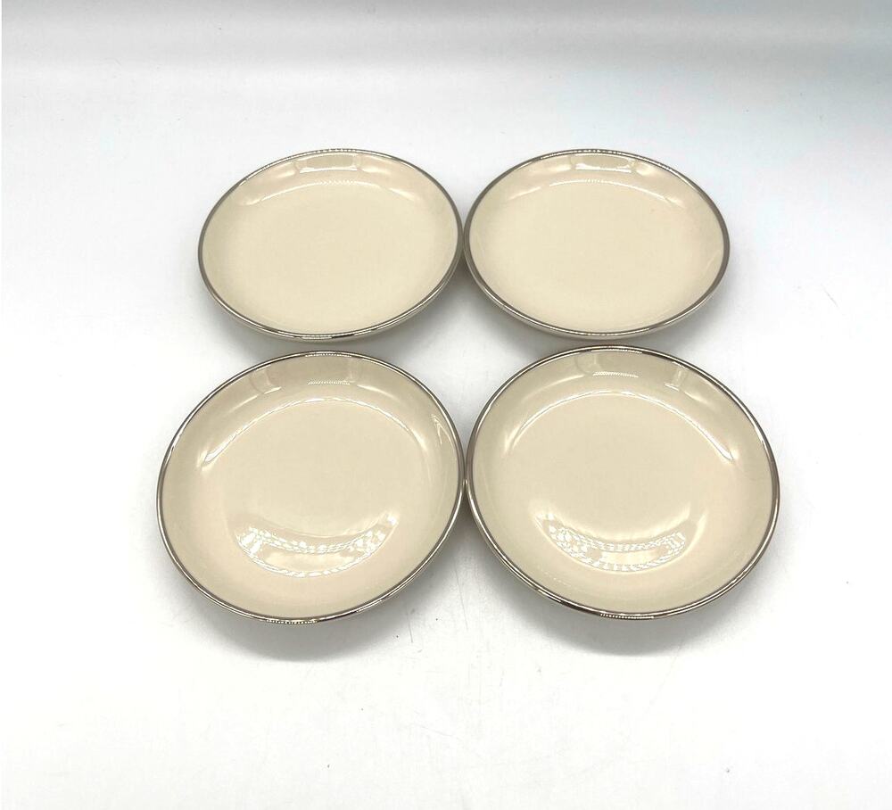 Vintage Colonial Fine China Porcelain White Set of 4 Sauce Dishes / Plates 4"